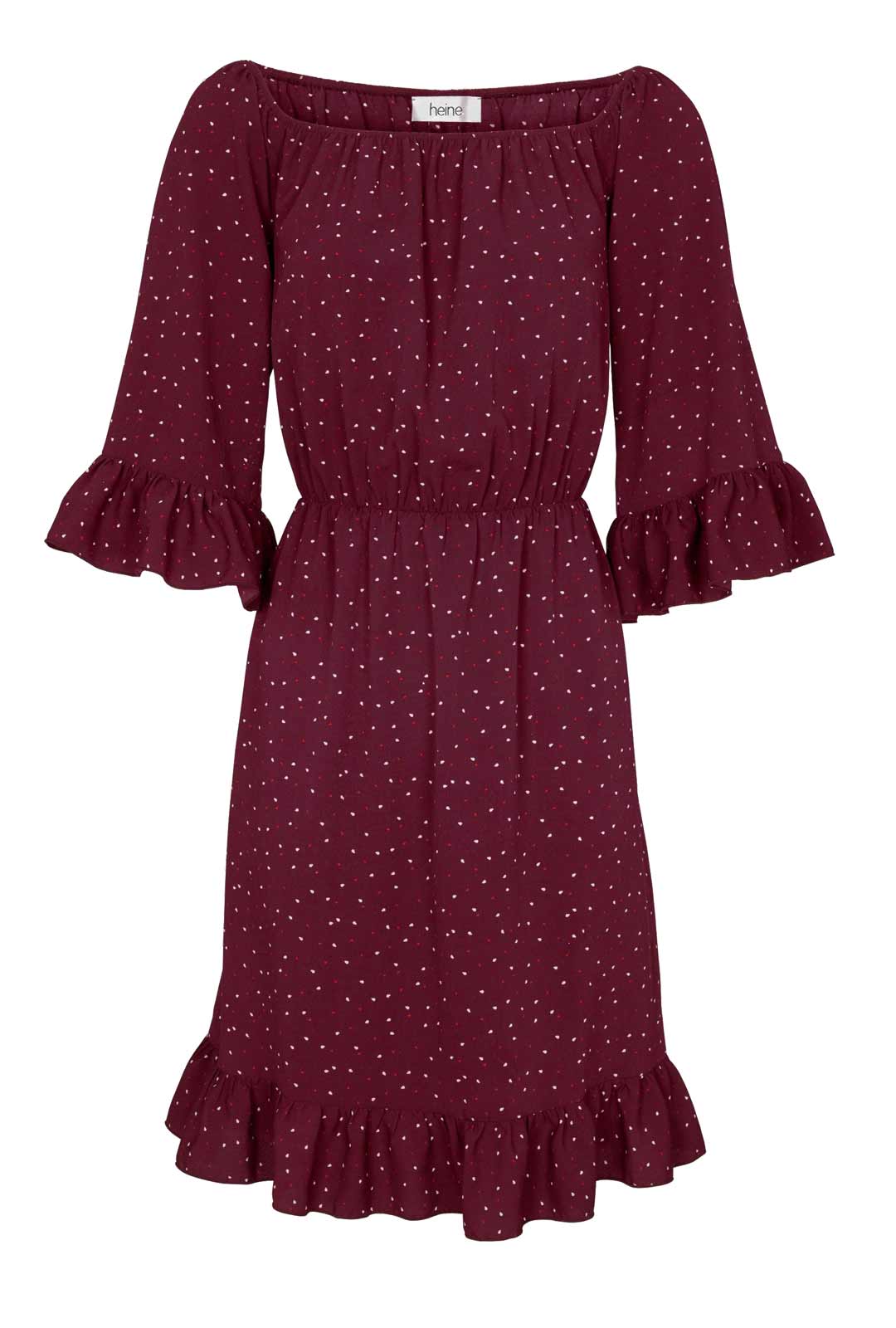 Heine Damen Carmen-Druckkleid, bordeaux