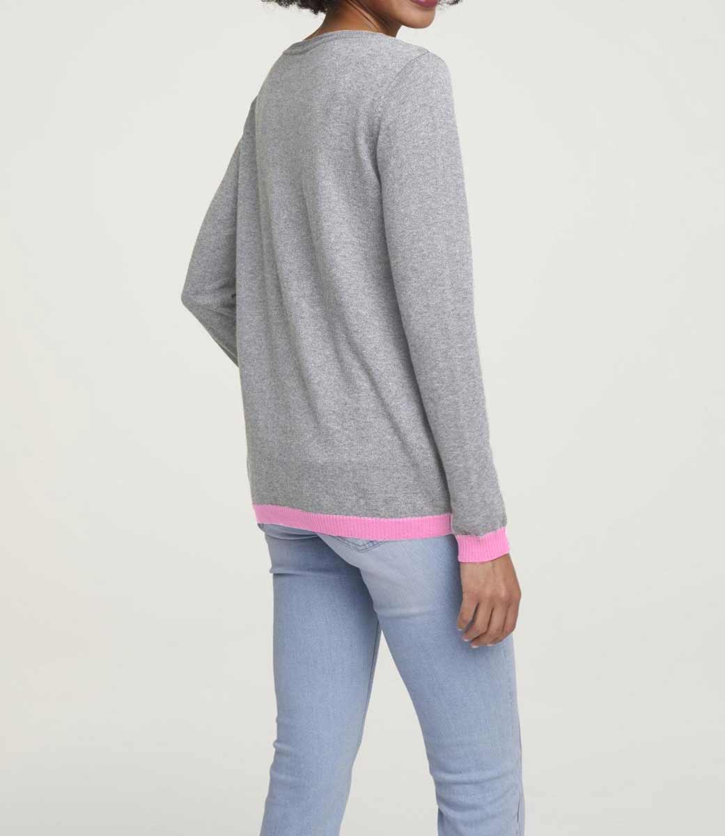 Heine Damen Feinstrickpullover mit Kaschmir, grau-melange