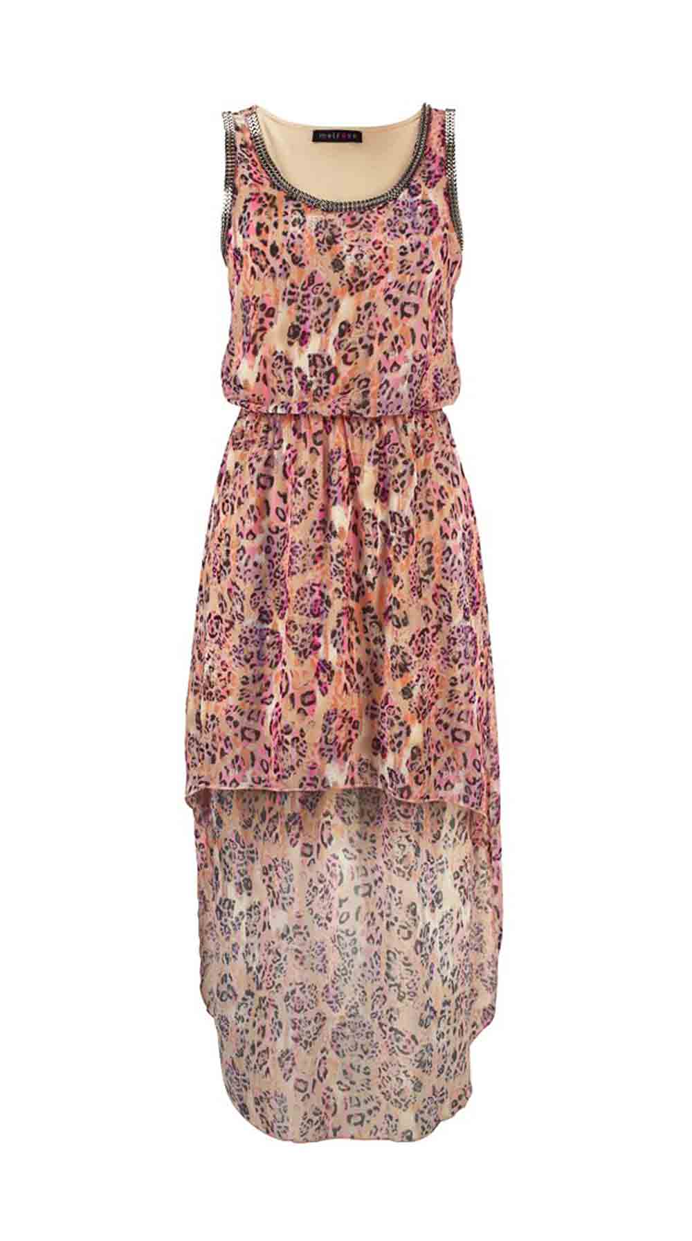 Melrose Damen Asymmetrisches Chiffonkleid, apricot-bunt