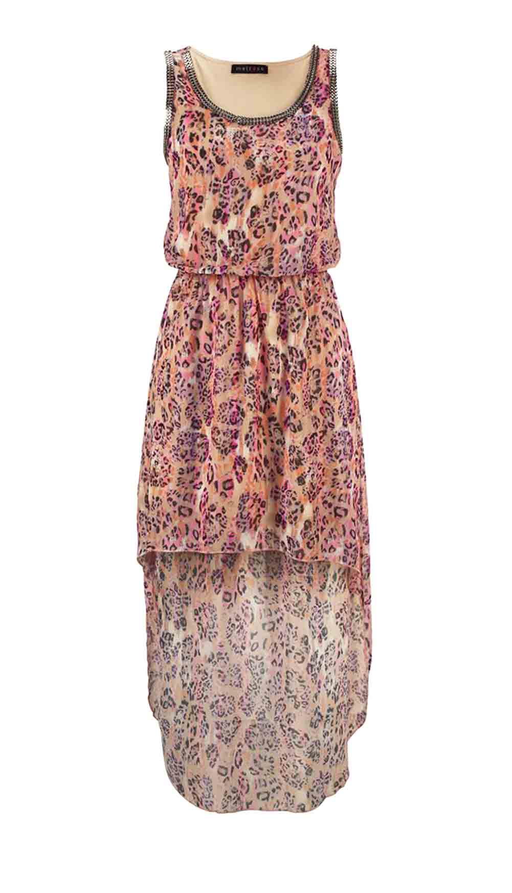 Melrose Damen Asymmetrisches Chiffonkleid, apricot-bunt
