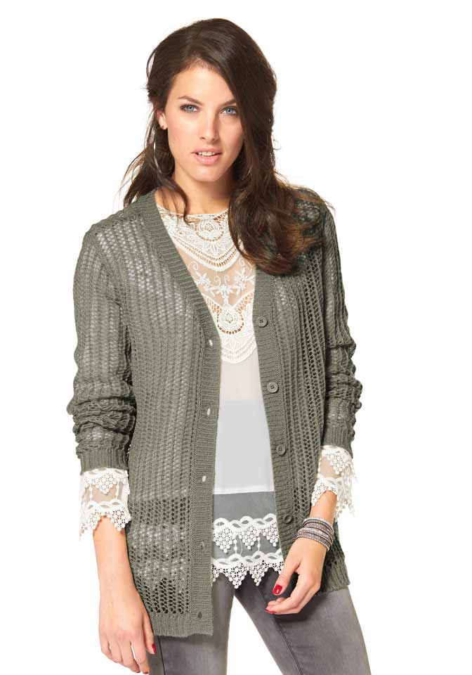 Aniston Damen Strickjacke, grau