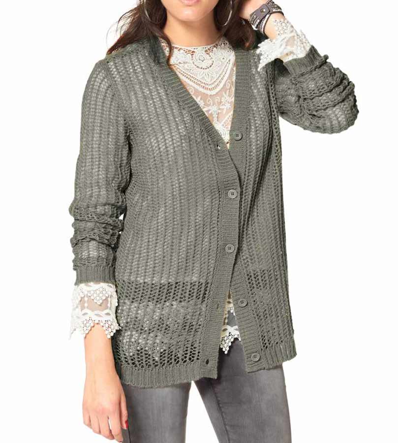 Aniston Damen Strickjacke, grau
