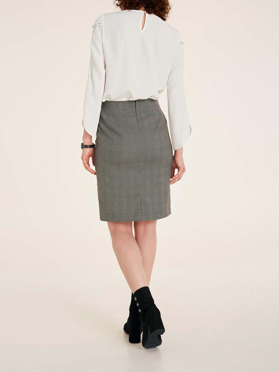 Patrizia Dini Damen Designer-Stiftrock mit Pailletten, schwarz-offwhite