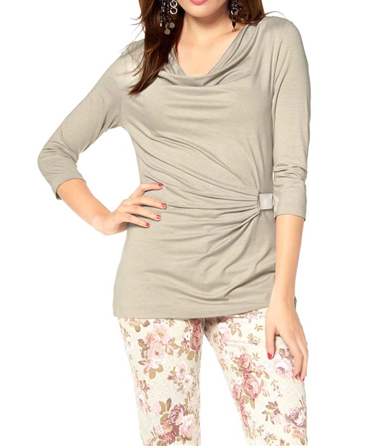 Vivance Collection Shirt mit Drapierung, beige