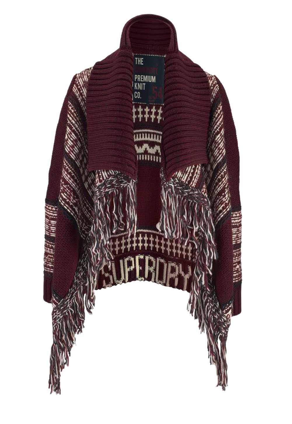 Superdry Damen Marken-Cardigan, bordeaux-bunt