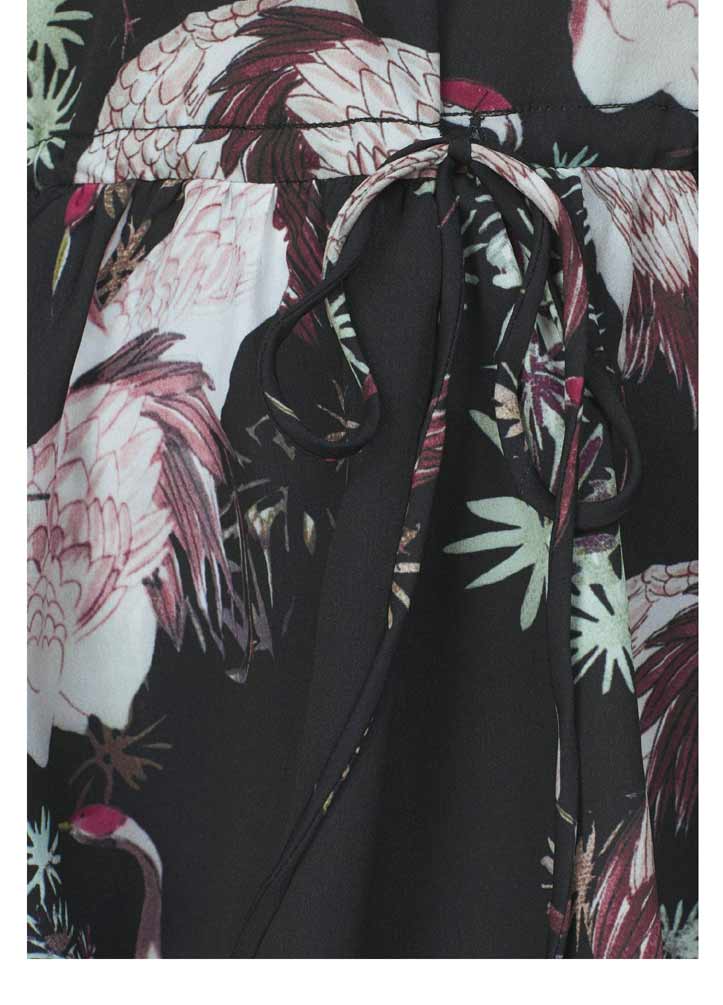 Vila Clothes Damen Marken-Kleid mit Schößchen, schwarz-bunt