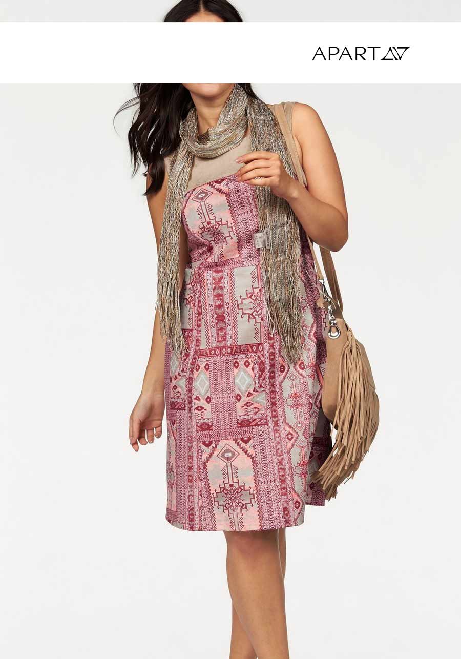 Apart Damen Designer-Etuikleid, rot-sand