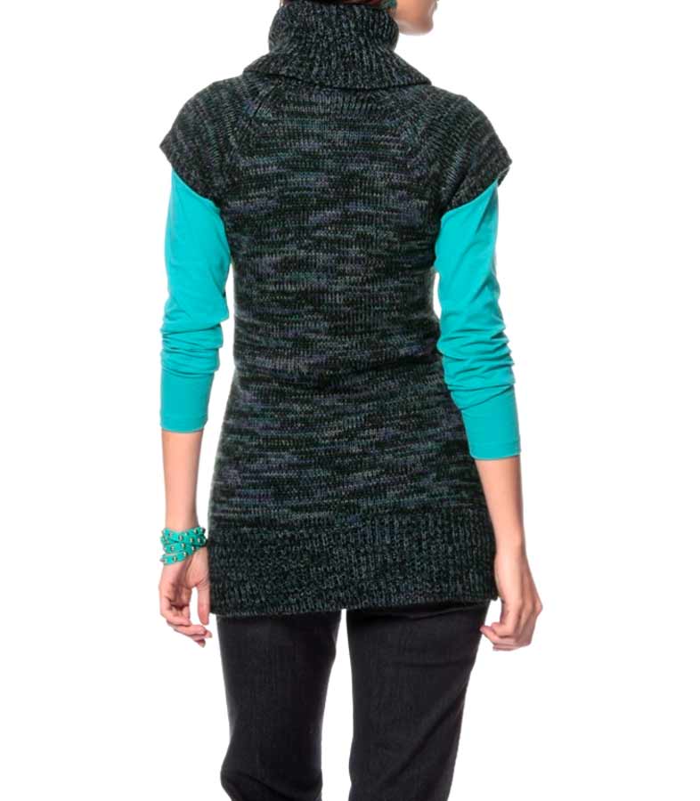 Cheer Damen Long-Pullover, schwarz-grau