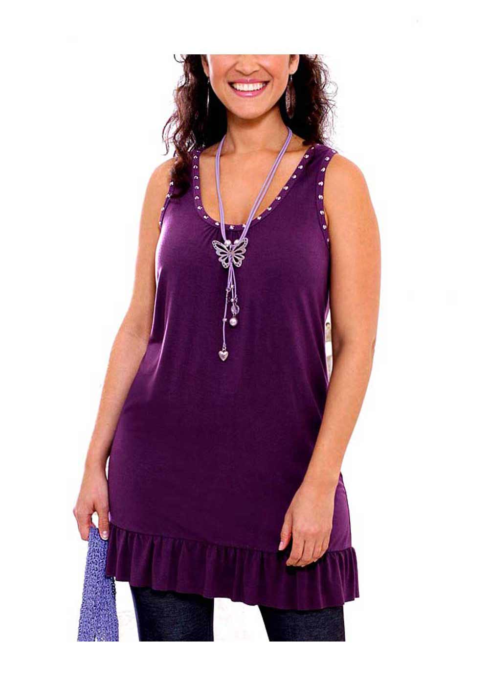 Your Life Your Fashion Top mit Nieten, lila