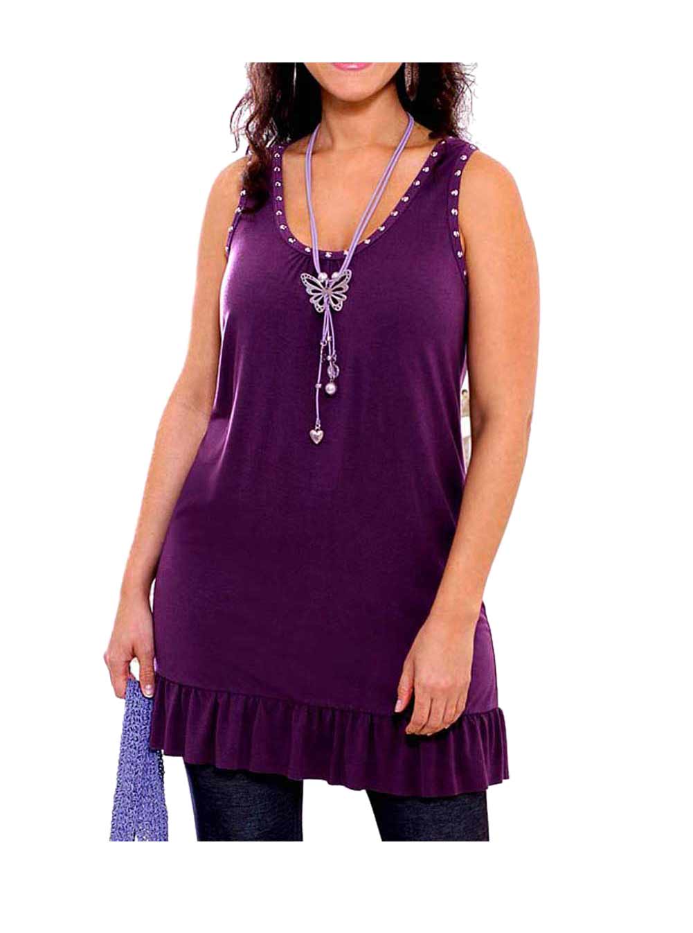 Your Life Your Fashion Top mit Nieten, lila