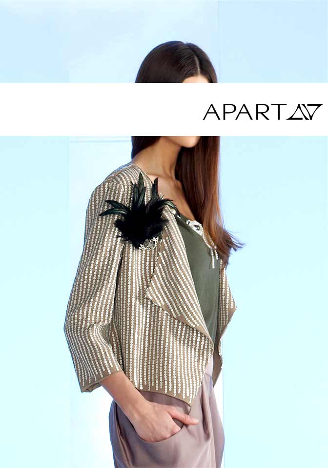 Apart Damen Pailletten-Blazer mit Federbrosche, taupe