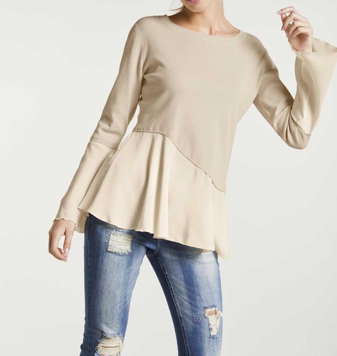Heine Damen 2-in-1-Pullover, beige