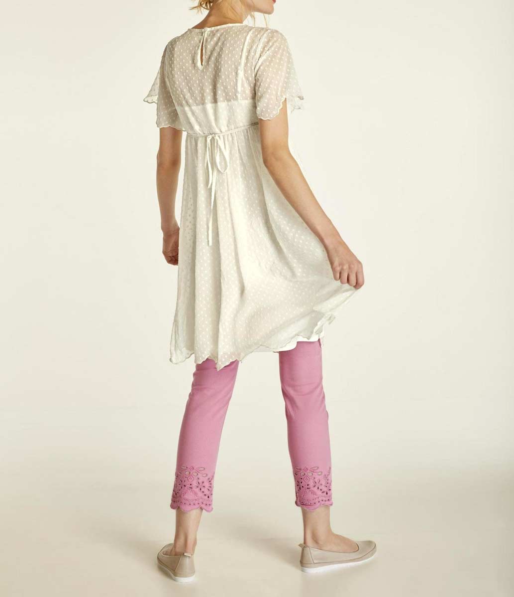 HEINE Damen Kleid mit Stickerei, ecru-bunt