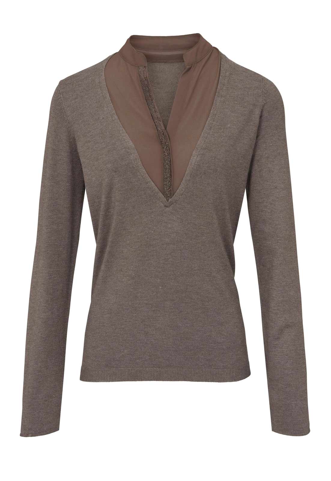 Heine Damen 2-in-1-Pullover, taupe