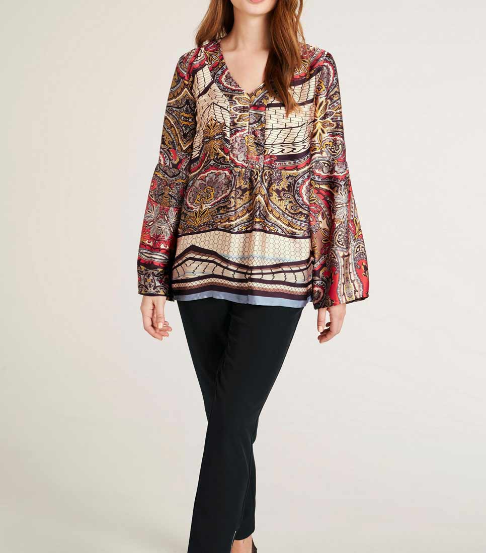 Heine Damen Satinbluse, bunt