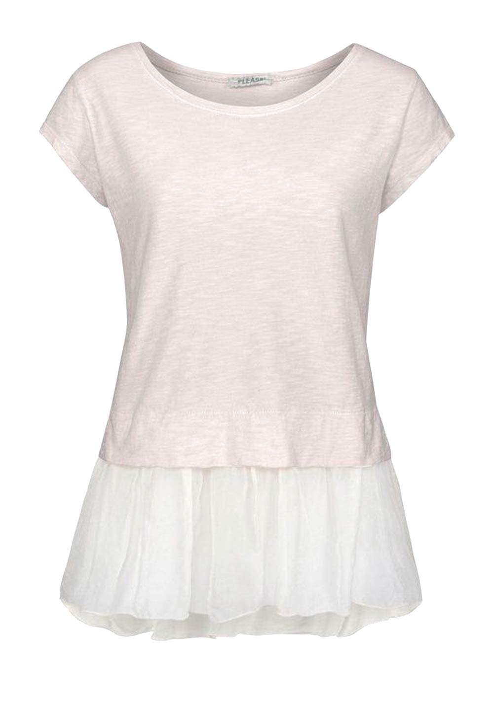 Please Damen Marken-Jersey-Seiden-Shirt , creme
