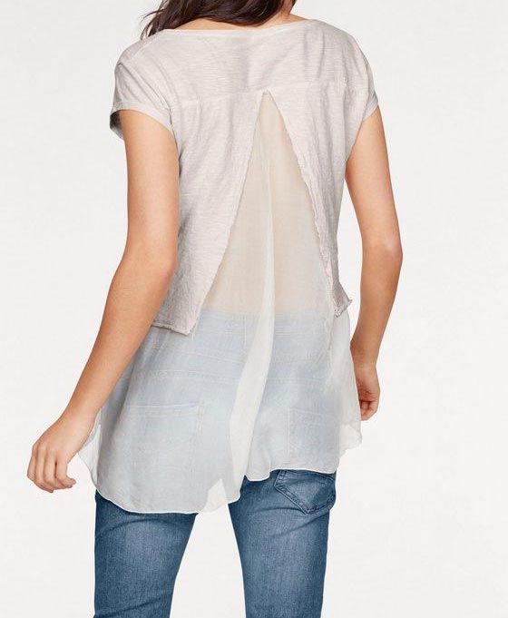 Please Damen Marken-Jersey-Seiden-Shirt , creme