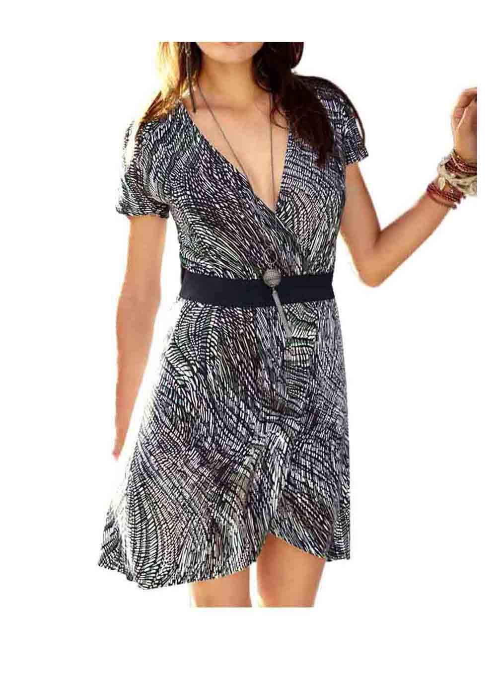 Aniston Damen Kleid, schwarz-bunt