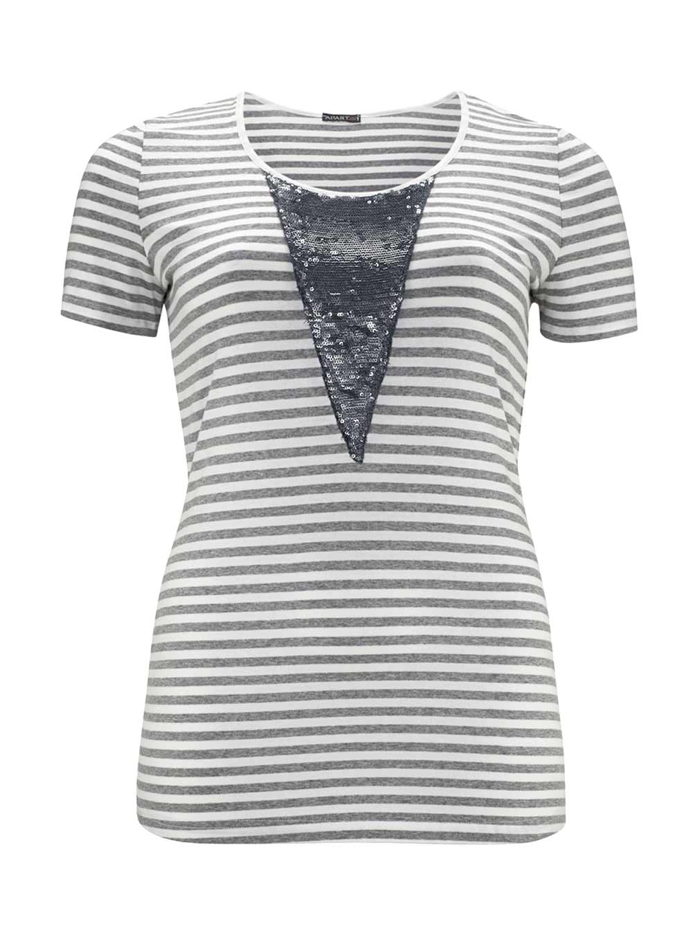 Apart Damen Designer-Shirt, grau-weiß