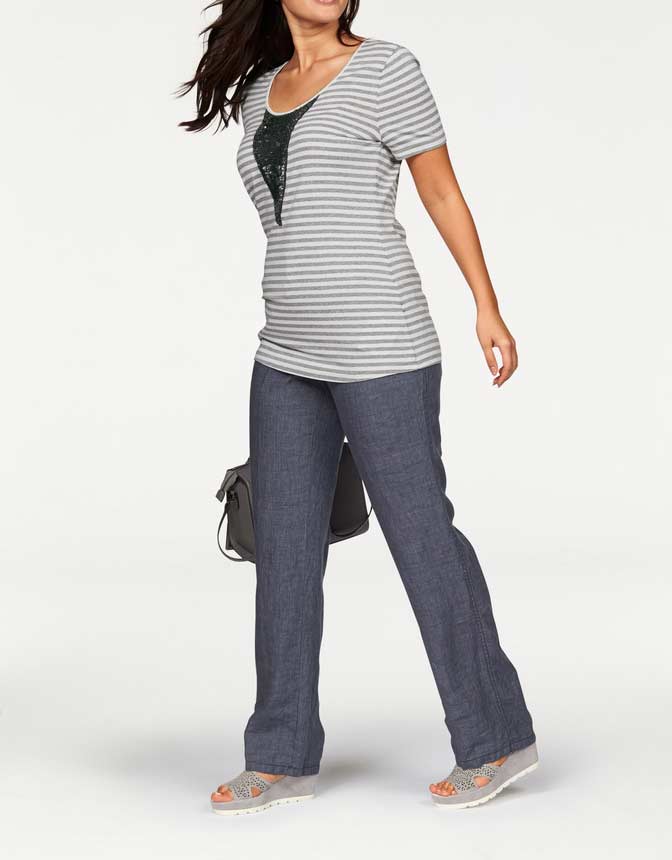 Apart Damen Designer-Shirt, grau-weiß