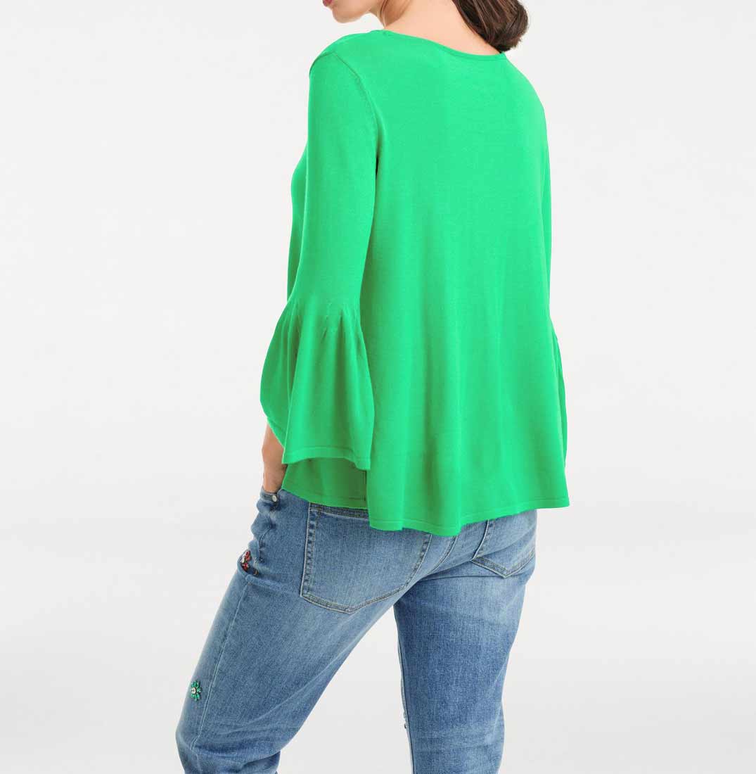 Rick Cardona Damen Designer-Pullover mit Volants, grün