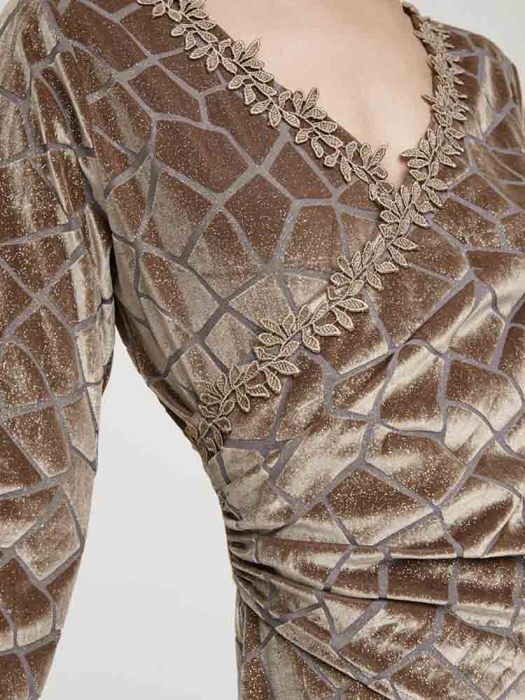 HEINE Damen Spitzen-Samt-Ausbrennershirt, taupe