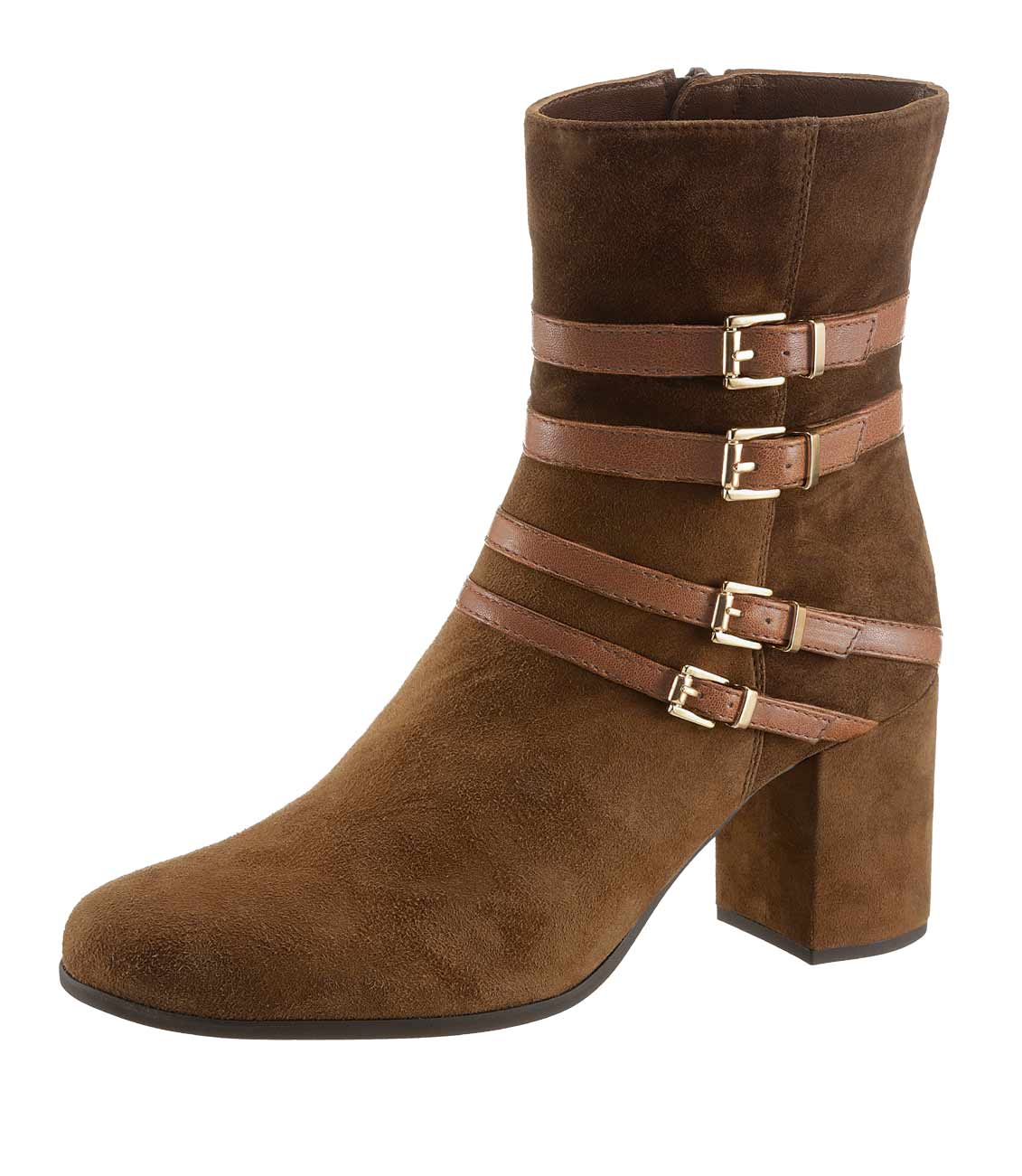 Unisa Damen Marken-Veloursleder-Stiefelette, haselnuss