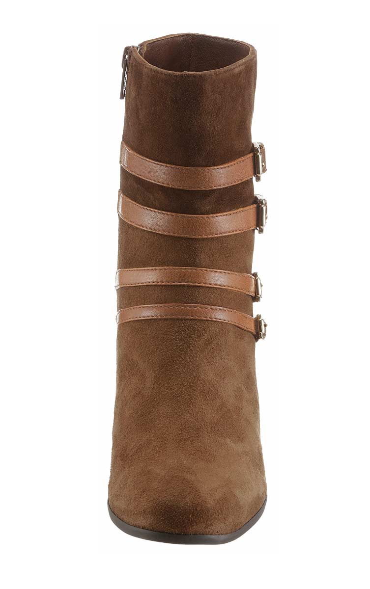 Unisa Damen Marken-Veloursleder-Stiefelette, haselnuss