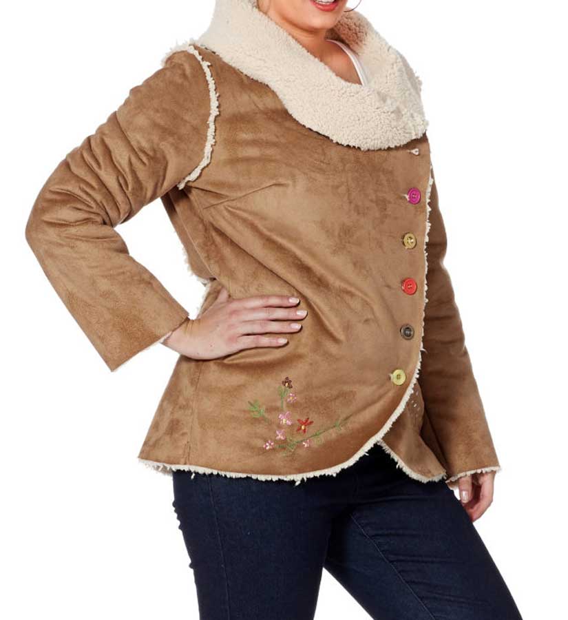 Joe Browns Damen Marken-Lammfellimitat-Jacke, hellbraun