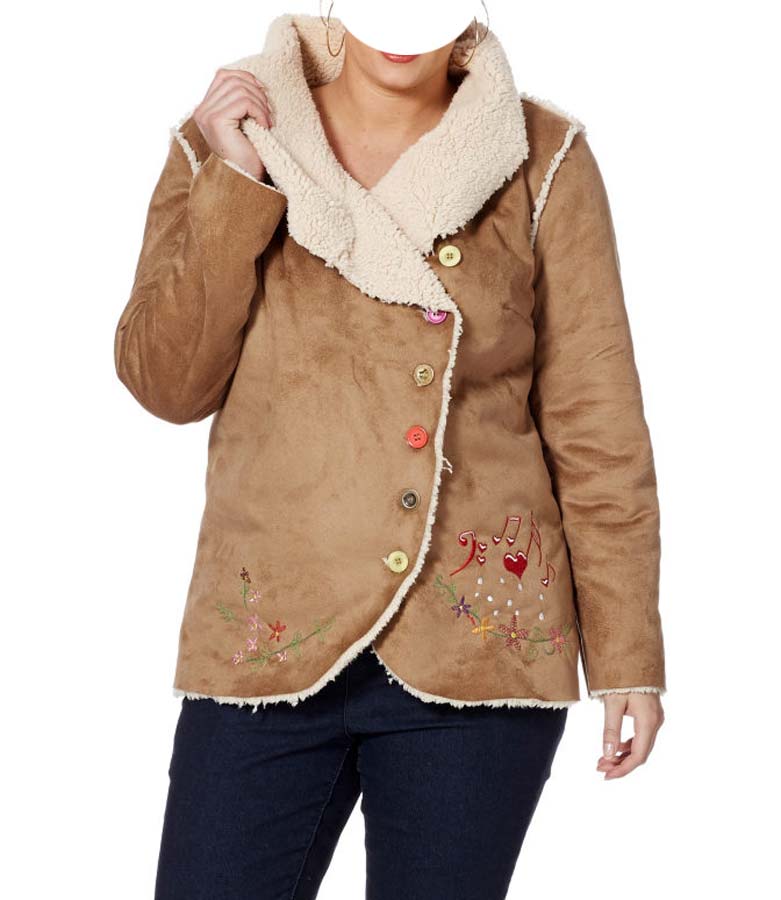 Joe Browns Damen Marken-Lammfellimitat-Jacke, hellbraun