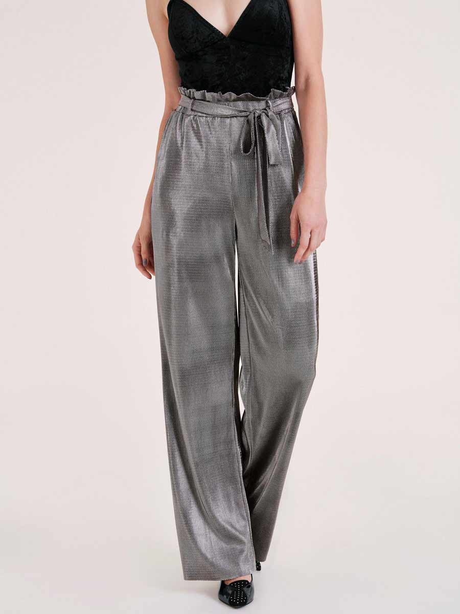 Ashley Brooke Damen Designer-Hose, silberfarben-metallic