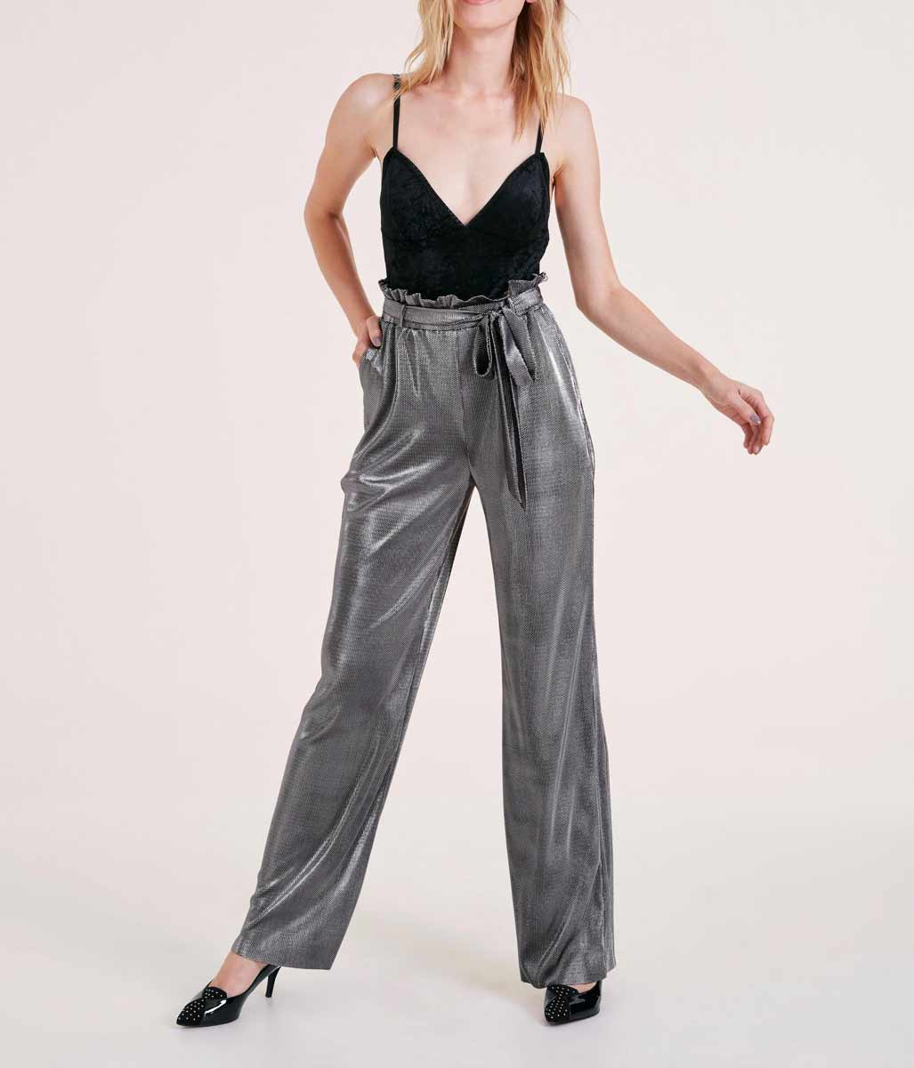 Ashley Brooke Damen Designer-Hose, silberfarben-metallic