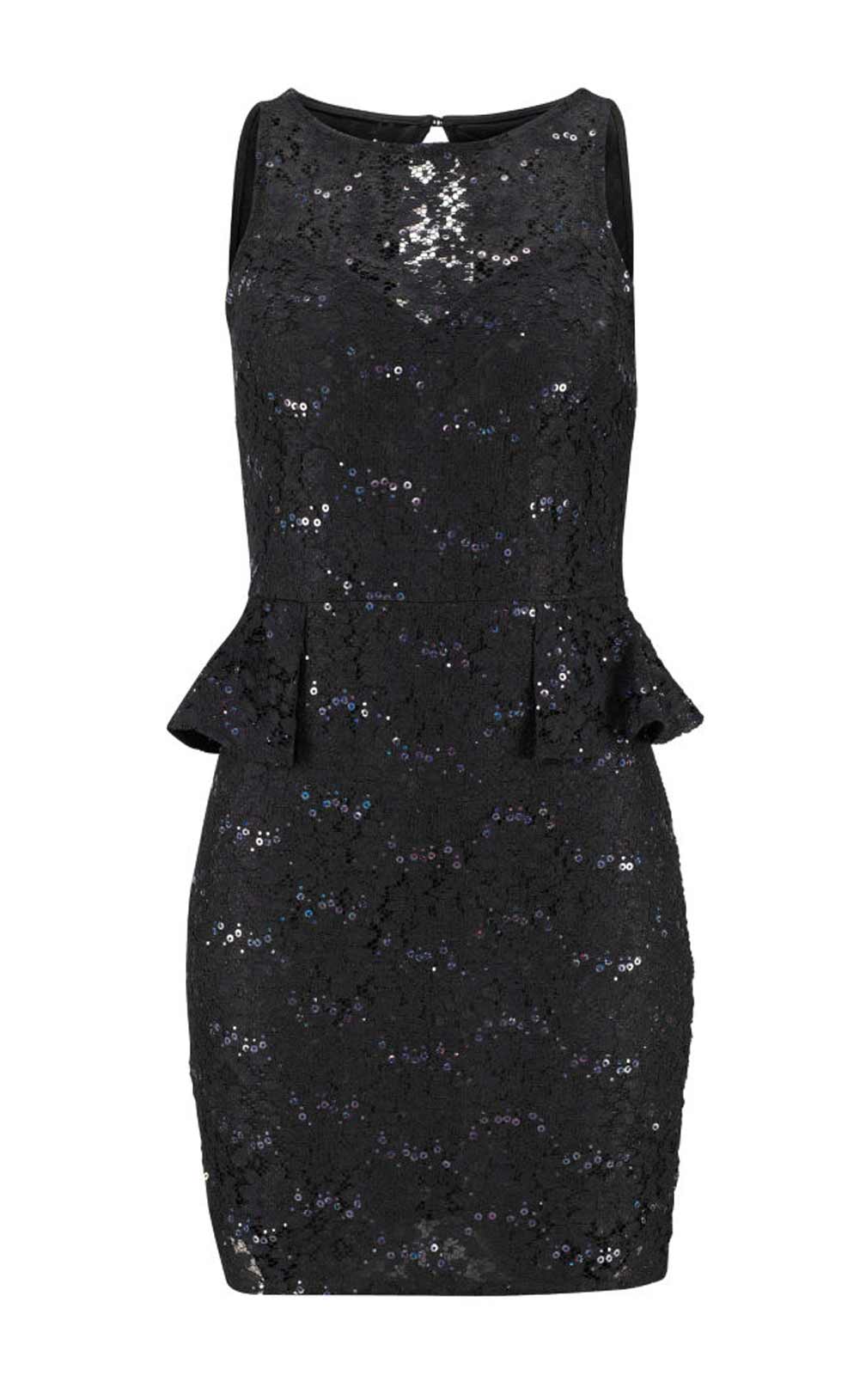 Laura Scott Evening Damen Spitzenkleid mit Pailletten, schwarz