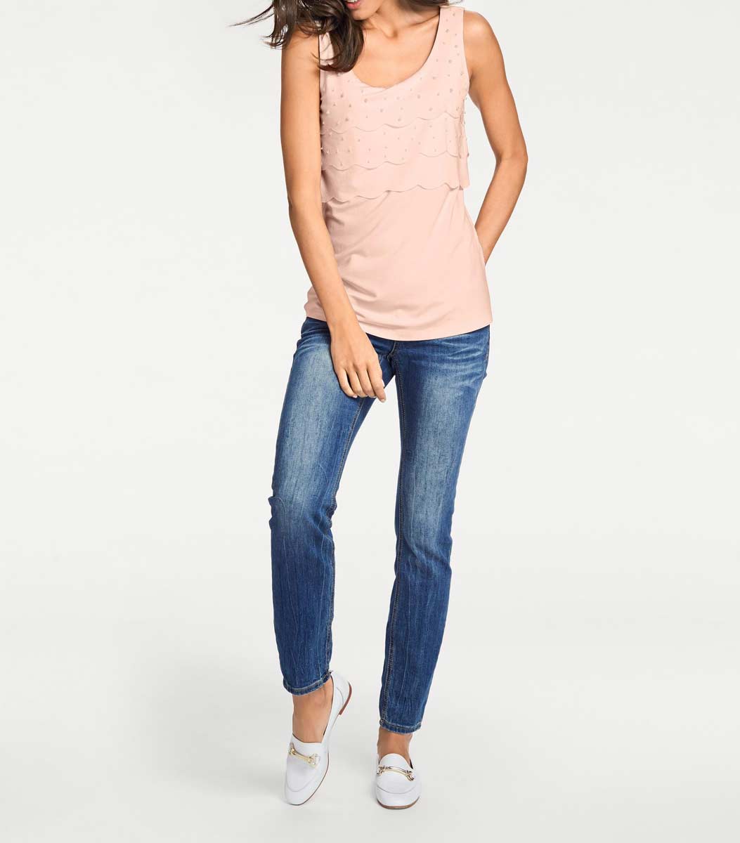 Ashley Brooke Damen Designer-Shirttop mit Perlen, rosé