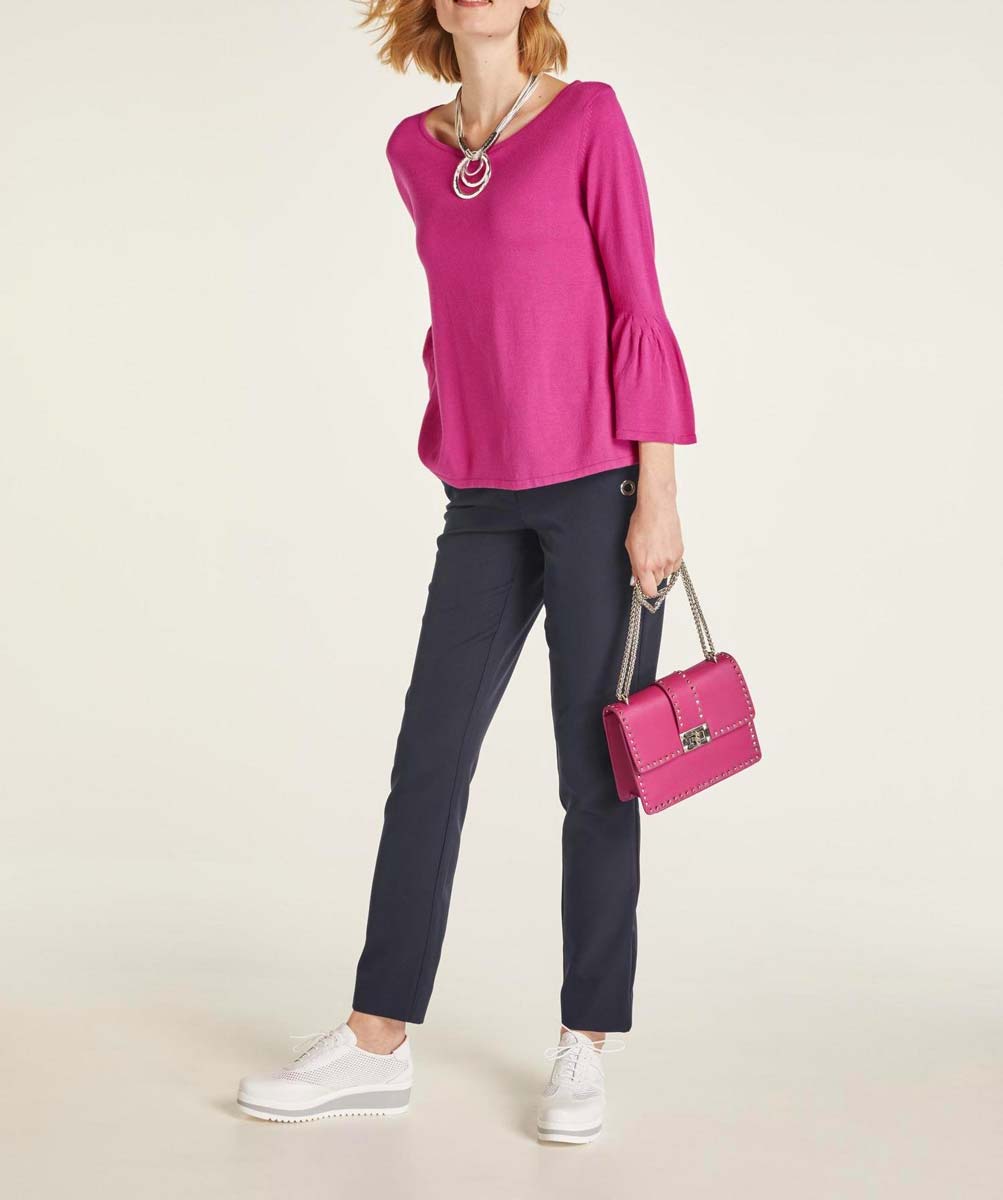 Rick Cardona Damen Designer-Pullover mit Volants, pink