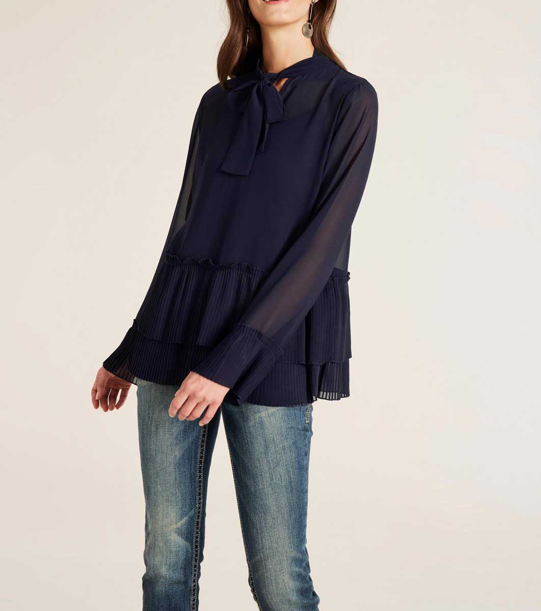 Heine Damen Chiffonbluse, marine