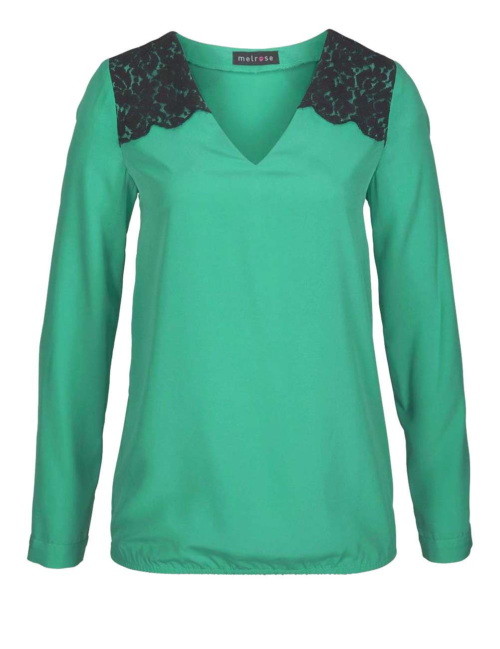 Melrose Damen Bluse mit Spitze, petrolgrün