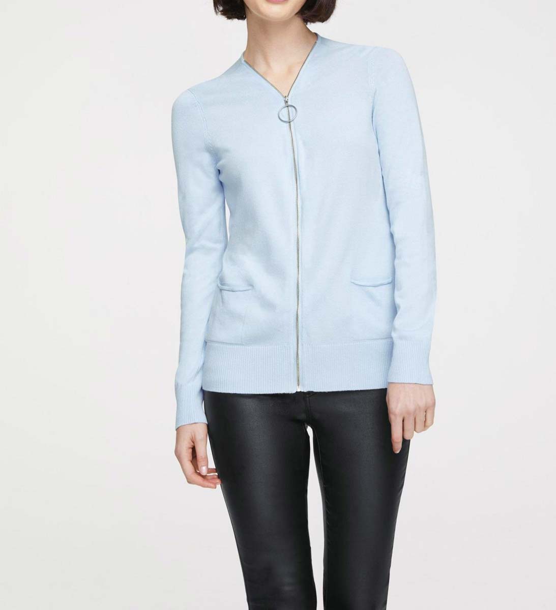 HEINE Damen Reißverschluß-Strickjacke, hellblau