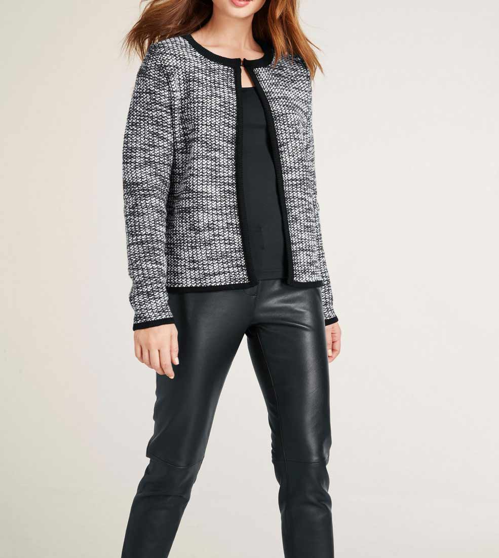 Ashley Brooke Damen Designer-Strickjacke, schwarz-weiß