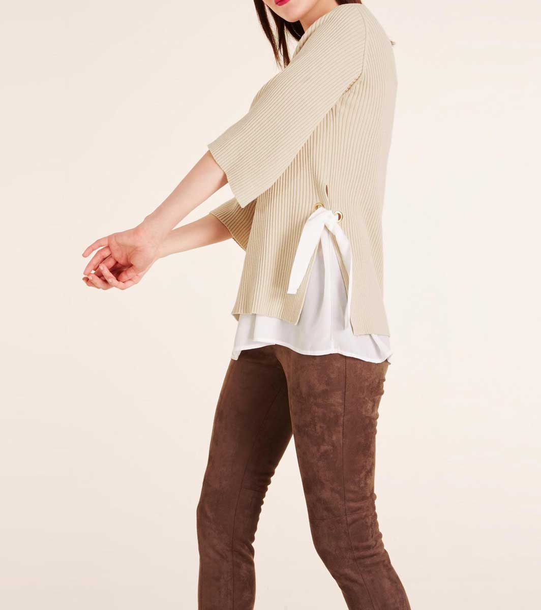 Ashley Brooke Damen Designer-Pullover-2-in-1, beige-ecru