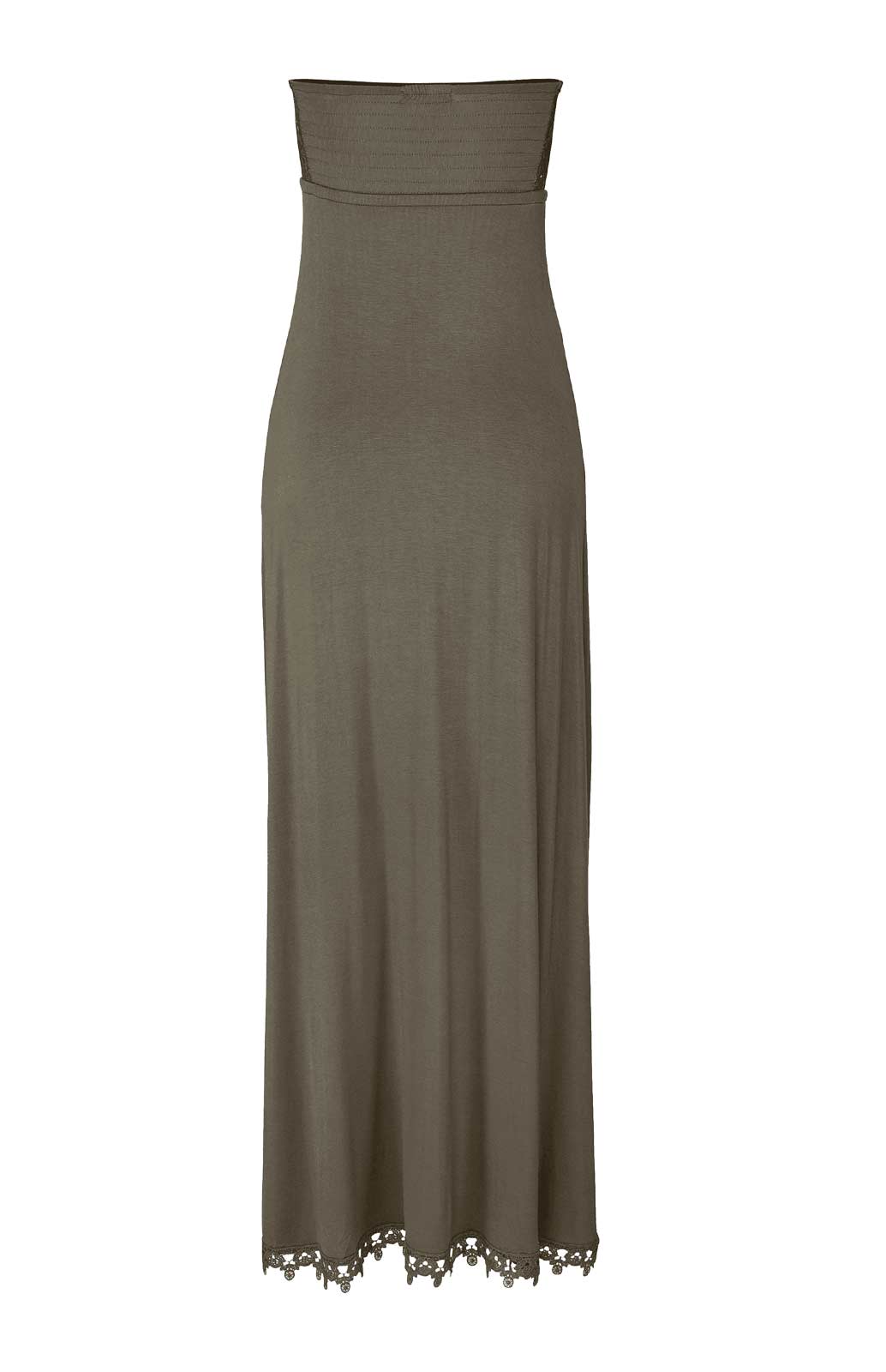 Buffalo Damen Marken-Bandeau-Maxikleid mit Spitze, taupe