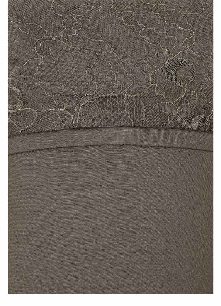 Buffalo Damen Marken-Bandeau-Maxikleid mit Spitze, taupe