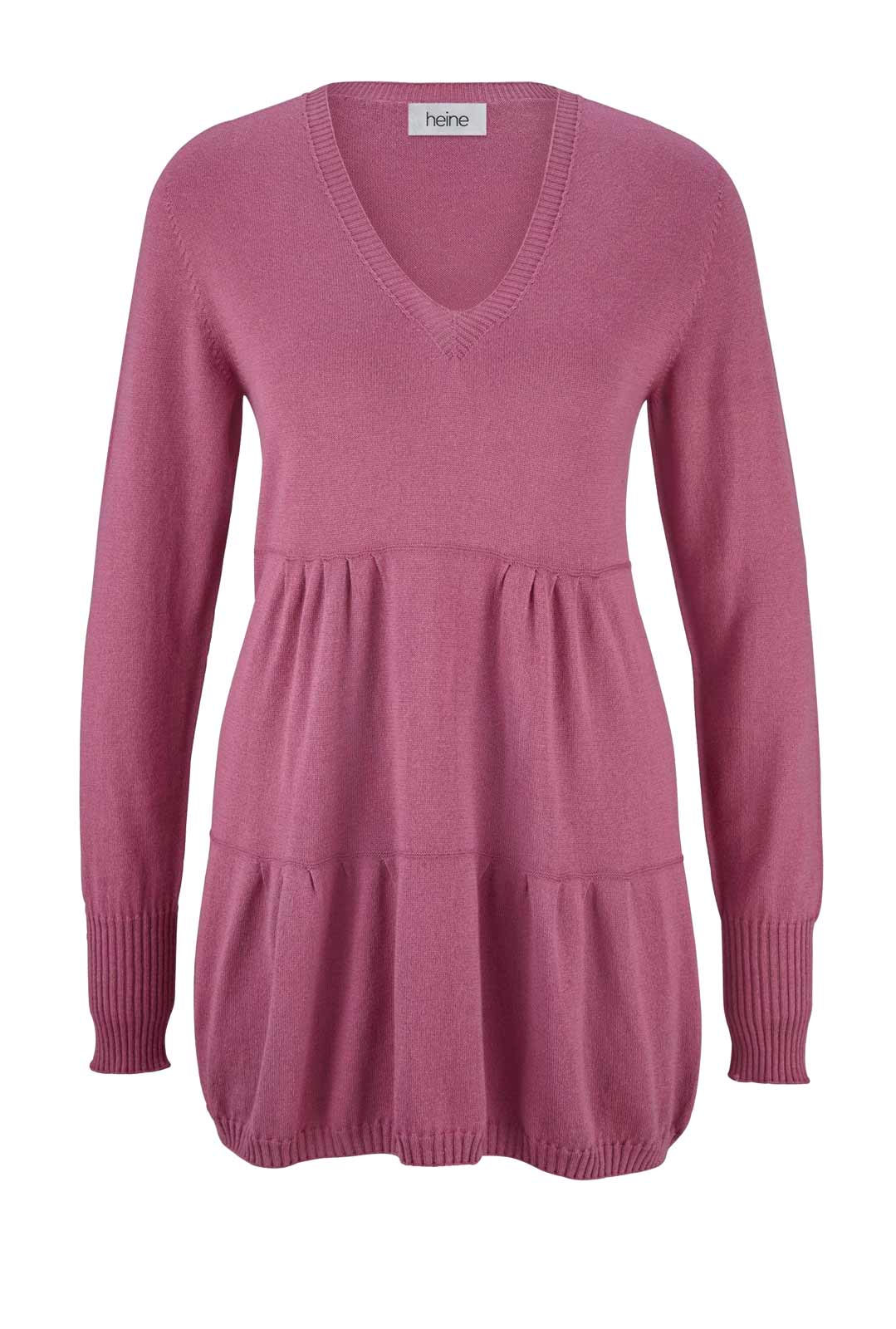 HEINE Damen Stufenvolantpullover, fuchsia
