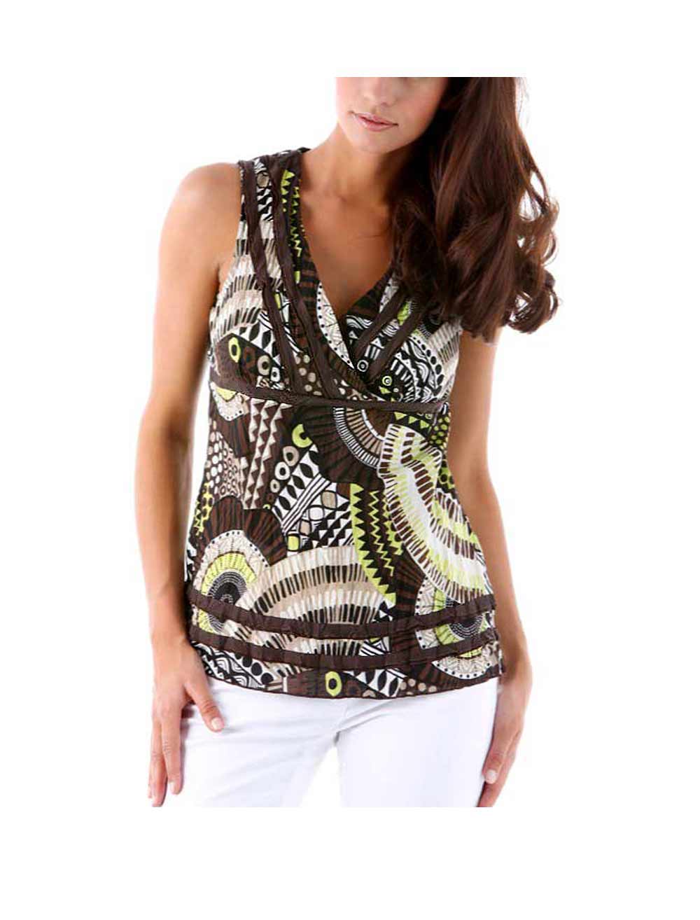 Vivance Collection Damen Blusentop, braun-bunt