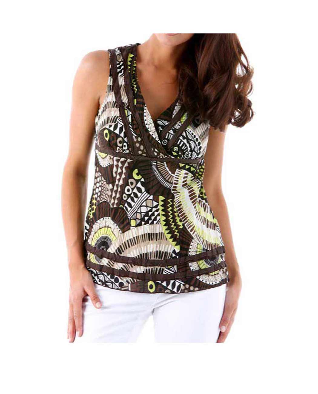 Vivance Collection Damen Blusentop, braun-bunt