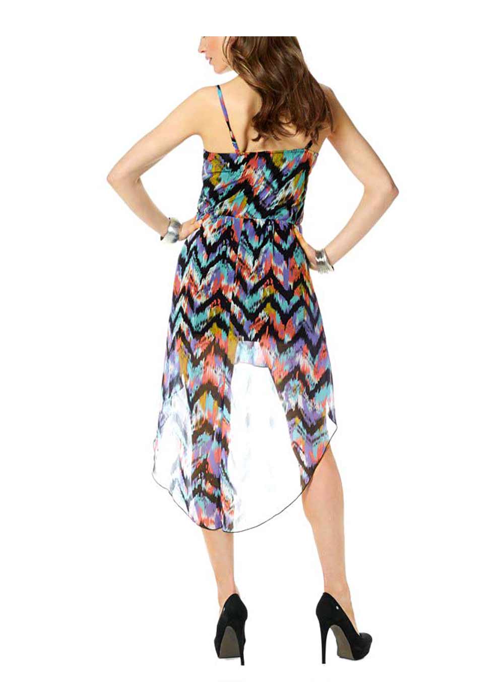 Laura Scott Damen Asymmetrisches Chiffonkleid, bunt