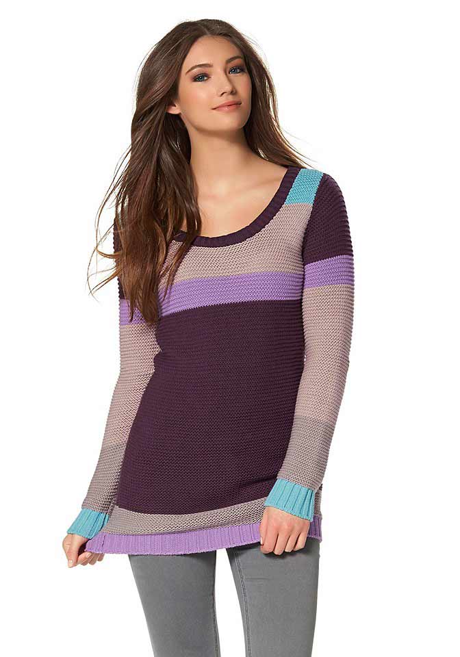 Flashlights Damen Pullover, violett-bunt