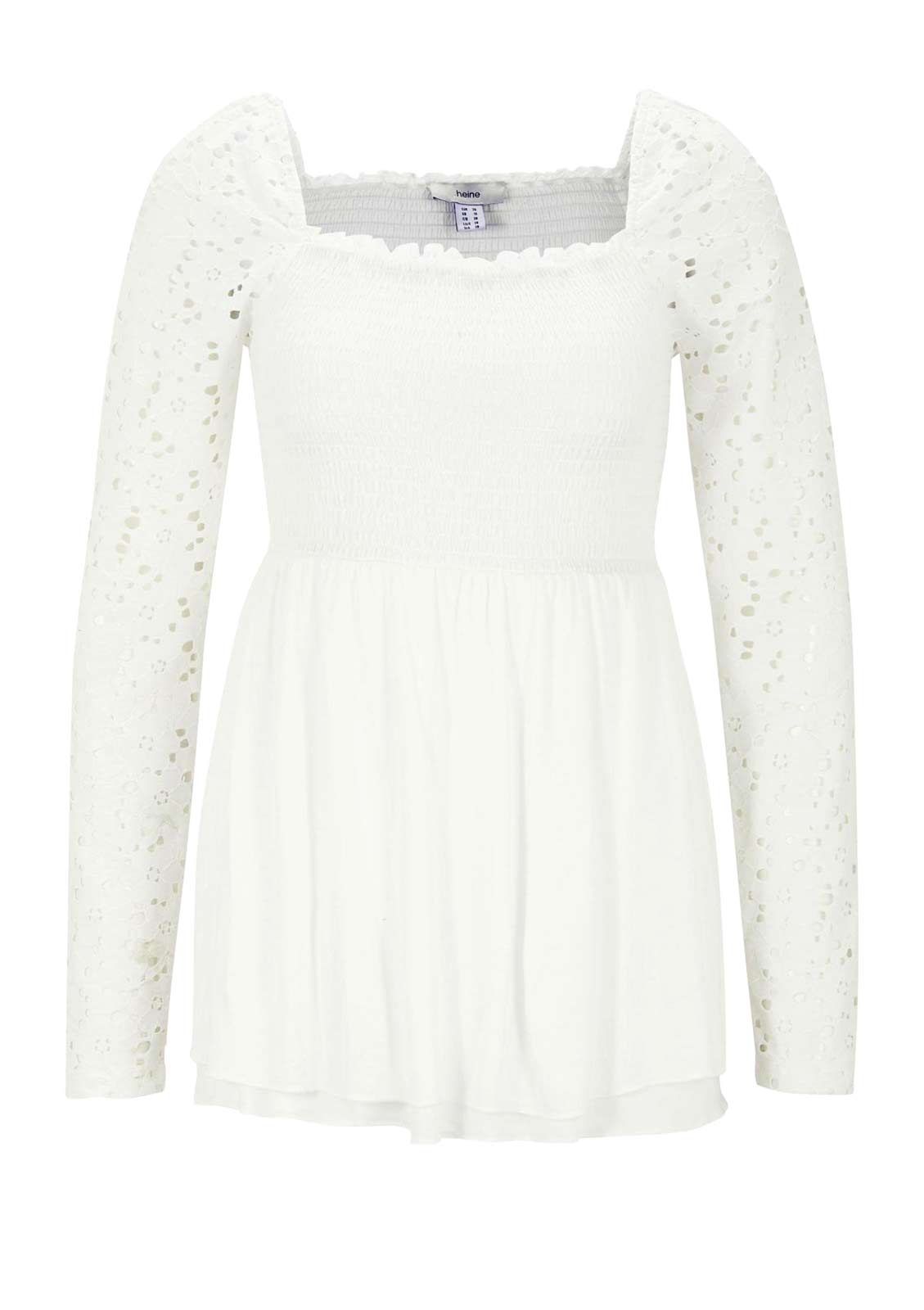 HEINE Damen Spitzen-Jerseyshirt, offwhite