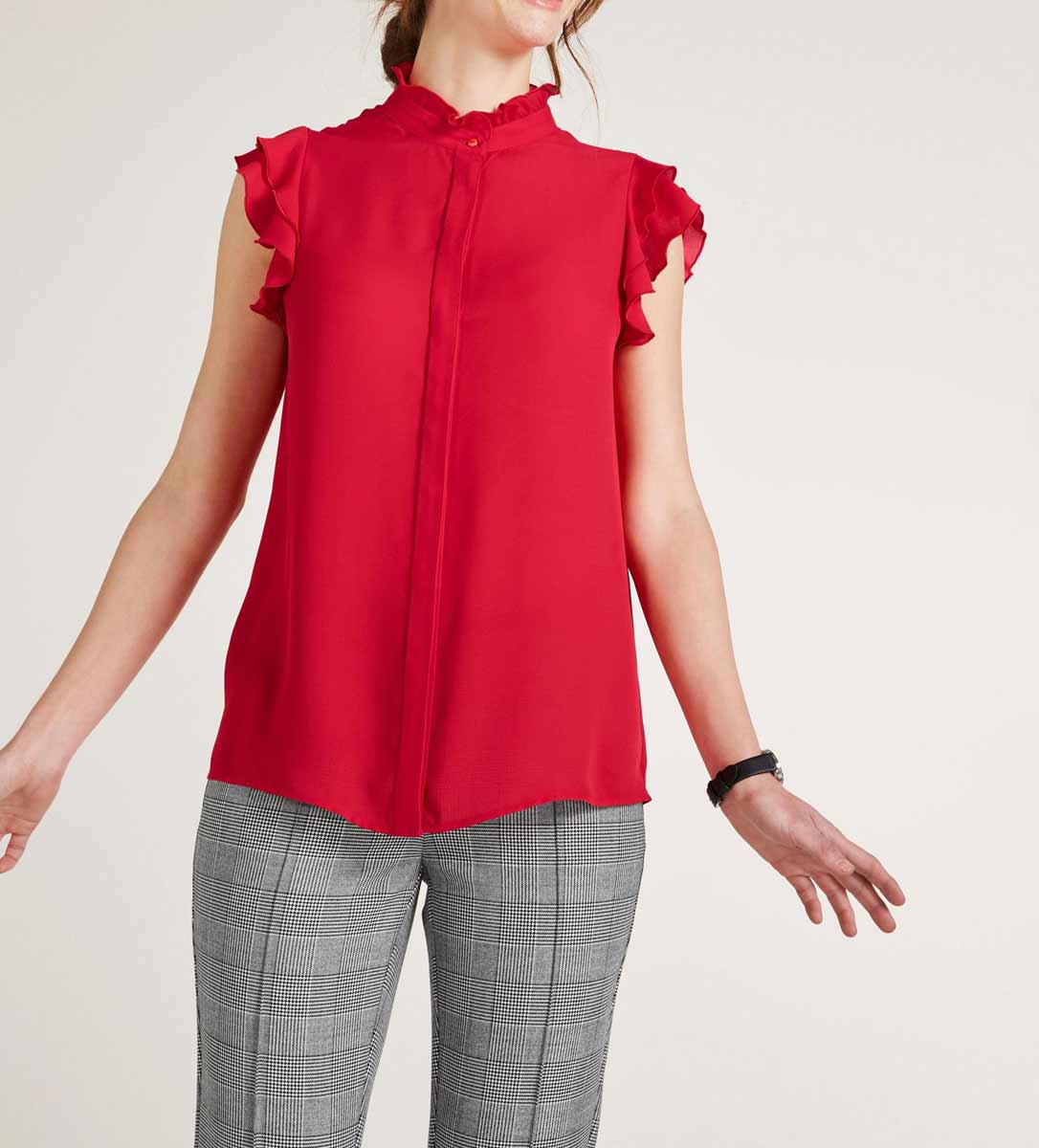 Ashley Brooke Damen Designer-Bluse mit Volants, rot