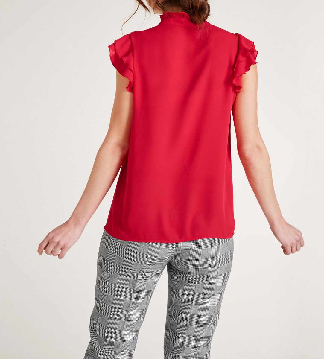 Ashley Brooke Damen Designer-Bluse mit Volants, rot